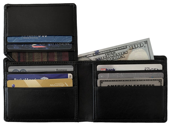 Personalized RFID Blocking Leather Bifold Men's Wallet With ID Window