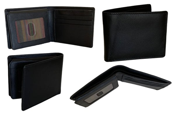 Personalized RFID Blocking Leather Bifold Men's Wallet With ID Window