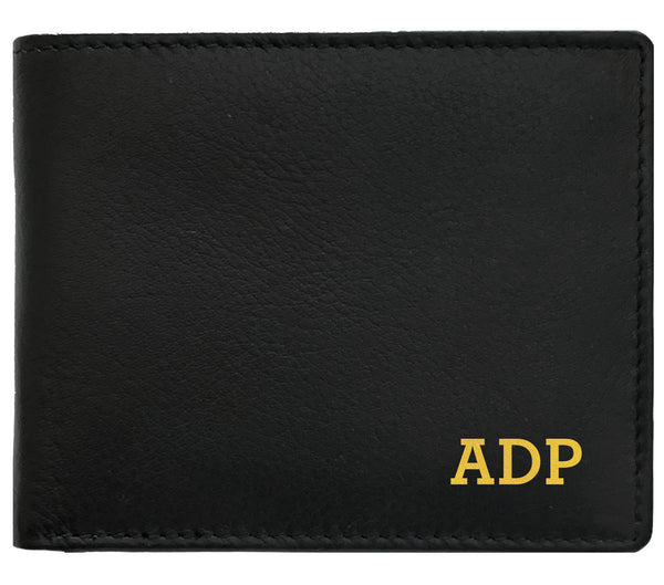Personalized RFID Blocking Leather Bifold Men's Wallet With ID Window