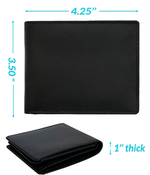 Personalized RFID Blocking Leather Bifold Men's Wallet With ID Window