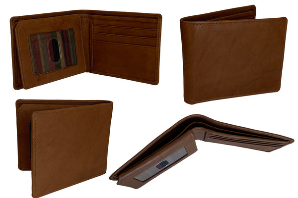 Personalized RFID Blocking Leather Bifold Men's Wallet With ID Window