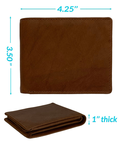 Personalized RFID Blocking Leather Bifold Men's Wallet With ID Window