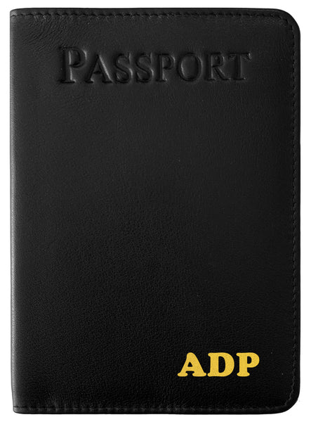 Personalized Monogrammed Leather RFID Passport Cover Holder