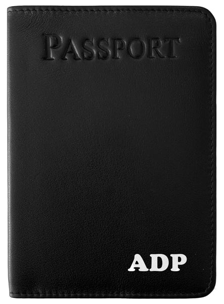 Personalized Monogrammed Leather RFID Passport Cover Holder