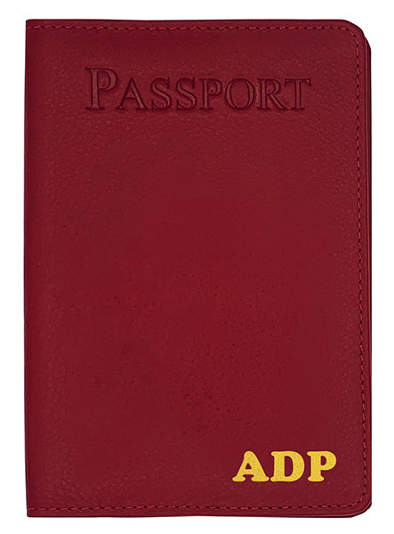 Personalized Monogrammed Leather RFID Passport Cover Holder