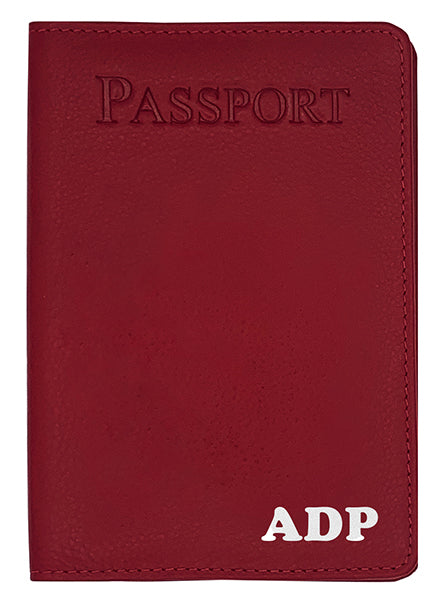 Personalized Monogrammed Leather RFID Passport Cover Holder