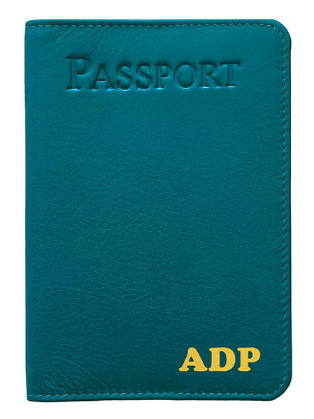 Personalized Monogrammed Leather RFID Passport Cover Holder