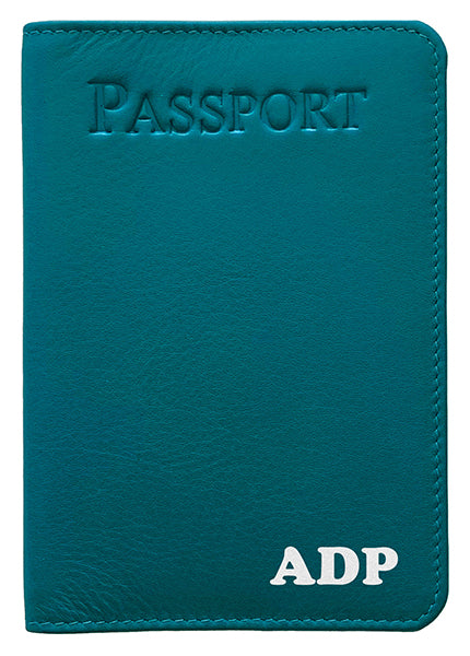 Personalized Monogrammed Leather RFID Passport Cover Holder