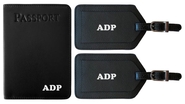 Personalized Passport Cover Holder and 2 Luggage Tags