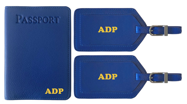 Personalized Passport Cover Holder and 2 Luggage Tags
