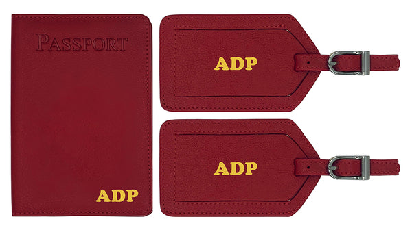 Personalized Passport Cover Holder and 2 Luggage Tags