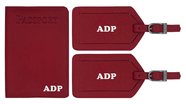 Personalized Passport Cover Holder and 2 Luggage Tags