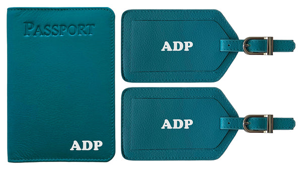 Personalized Passport Cover Holder and 2 Luggage Tags