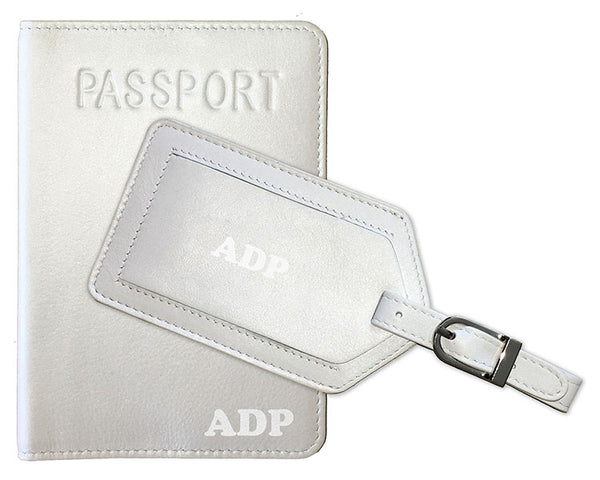 Personalized Monogrammed Leather RFID Passport Cover Holder and Luggage Tag - A&A Creative Designs
