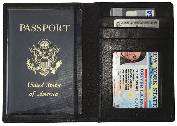 Personalized Monogrammed Leather RFID Passport Wallet and 2 Luggage Tags - A&A Creative Designs
