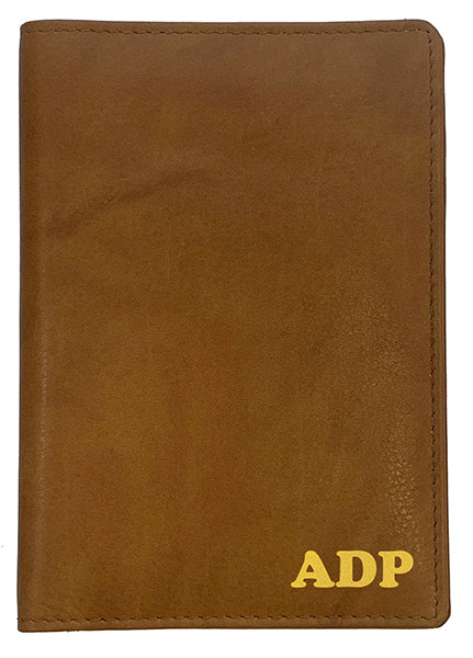 Personalized Monogrammed Antique Saddle Leather Passport Wallet