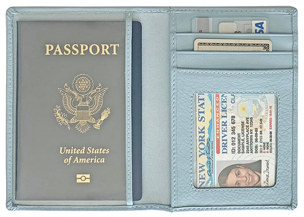 Personalized Monogrammed Leather RFID Passport Wallet and 2 Luggage Tags
