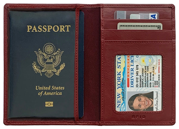 Personalized Monogrammed Leather RFID Passport Wallet and 2 Luggage Tags