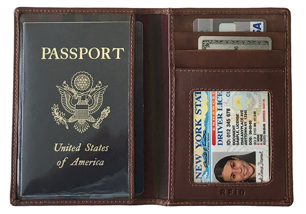 Personalized Monogrammed Leather RFID Passport Wallet and 2 Luggage Tags - A&A Creative Designs