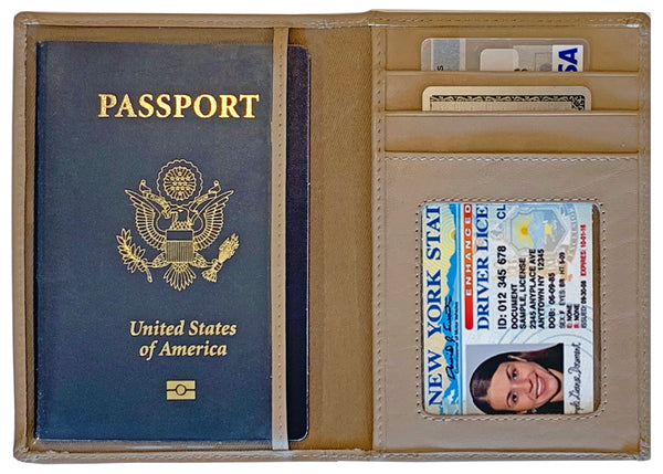 Personalized Monogrammed Leather RFID Passport Wallet and 2 Luggage Tags
