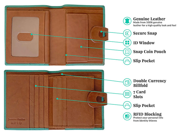 Personalized Genuine Leather Womens Small Wallet
